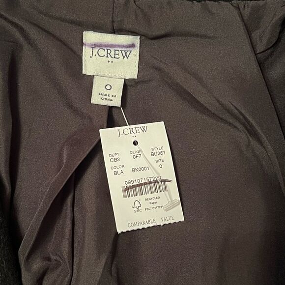 J. Crew Button Neck City Coat In Black Size 0 NWT - Picture 10 of 10